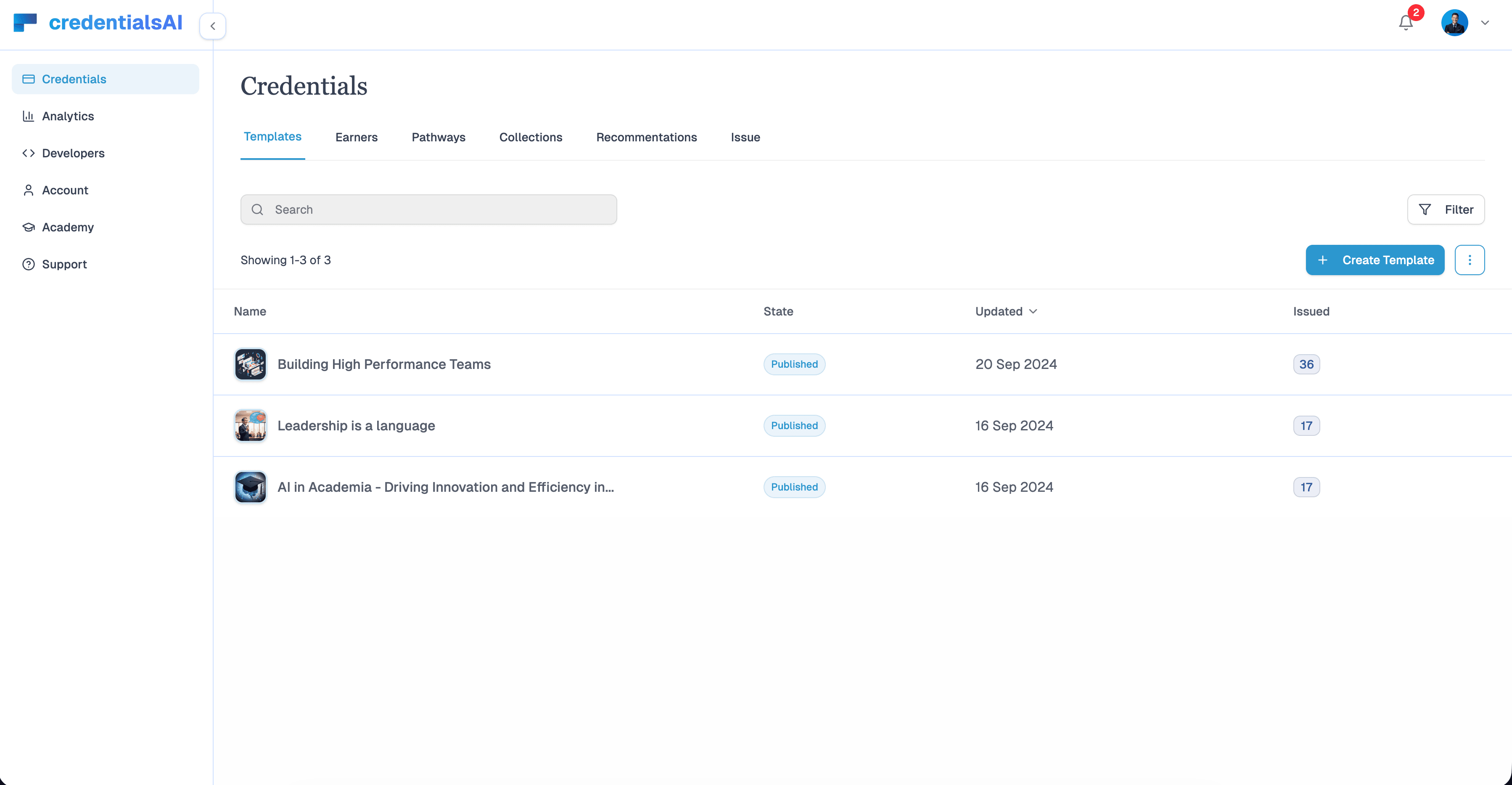 Credentials Dashboard