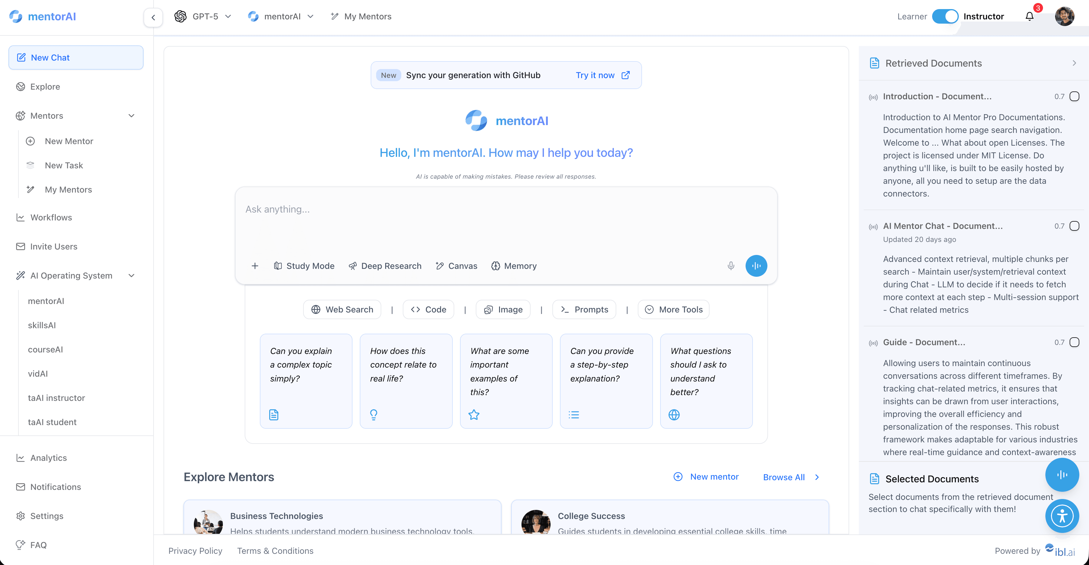 MentorAI Chat Interface